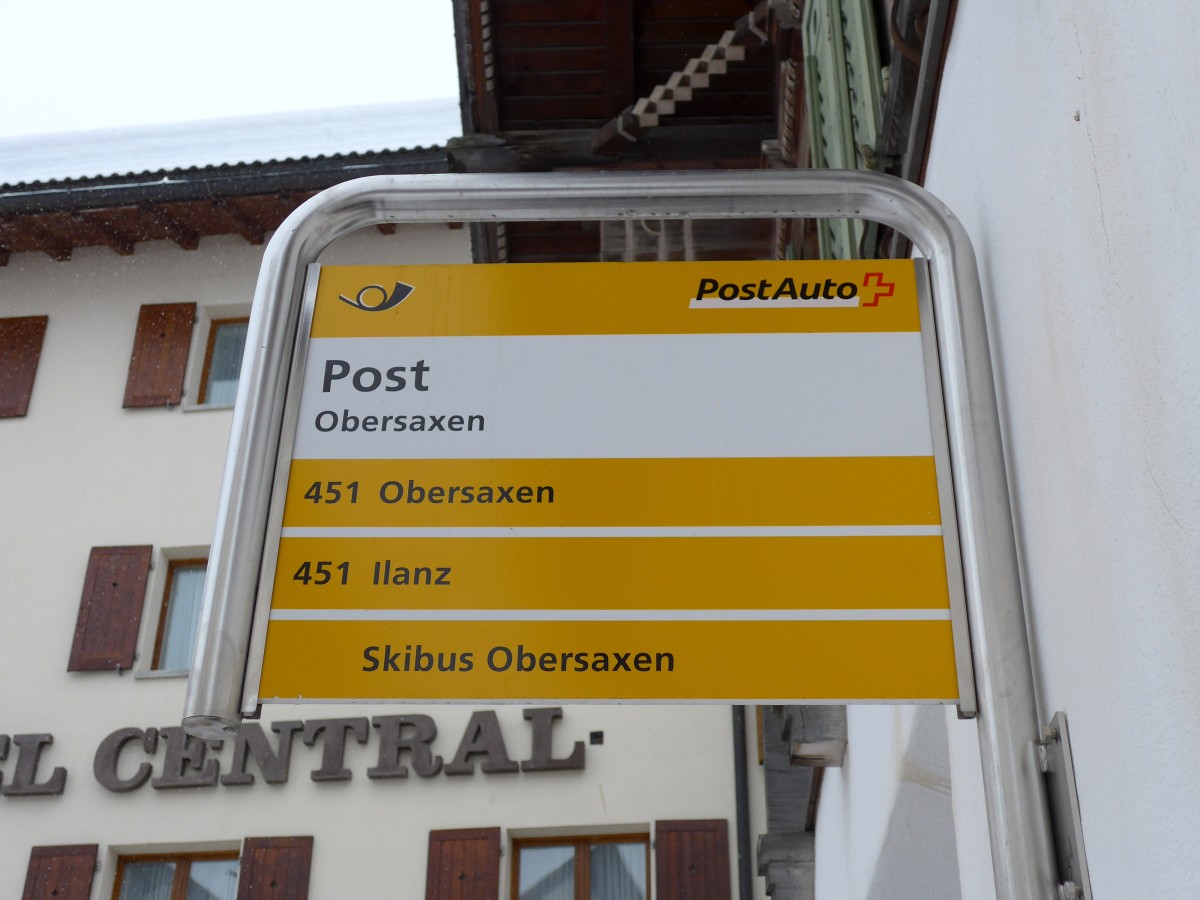 (149'089) - PostAuto-Haltestelle - Obersaxen, Post - am 1. M�rz 2014