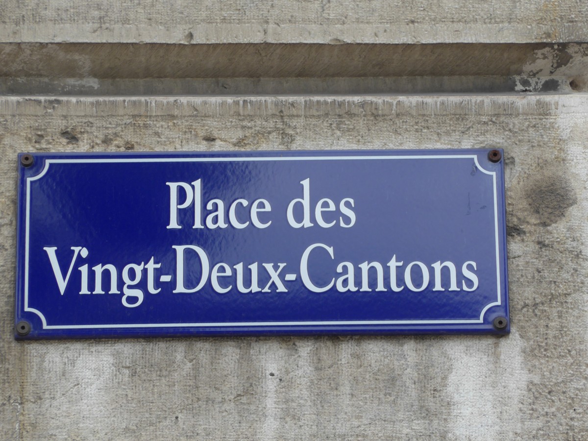 (150'785) - Strassenschild: Place des Vingt-Deux-Cantons am 26. Mai 2014 in Gen�ve