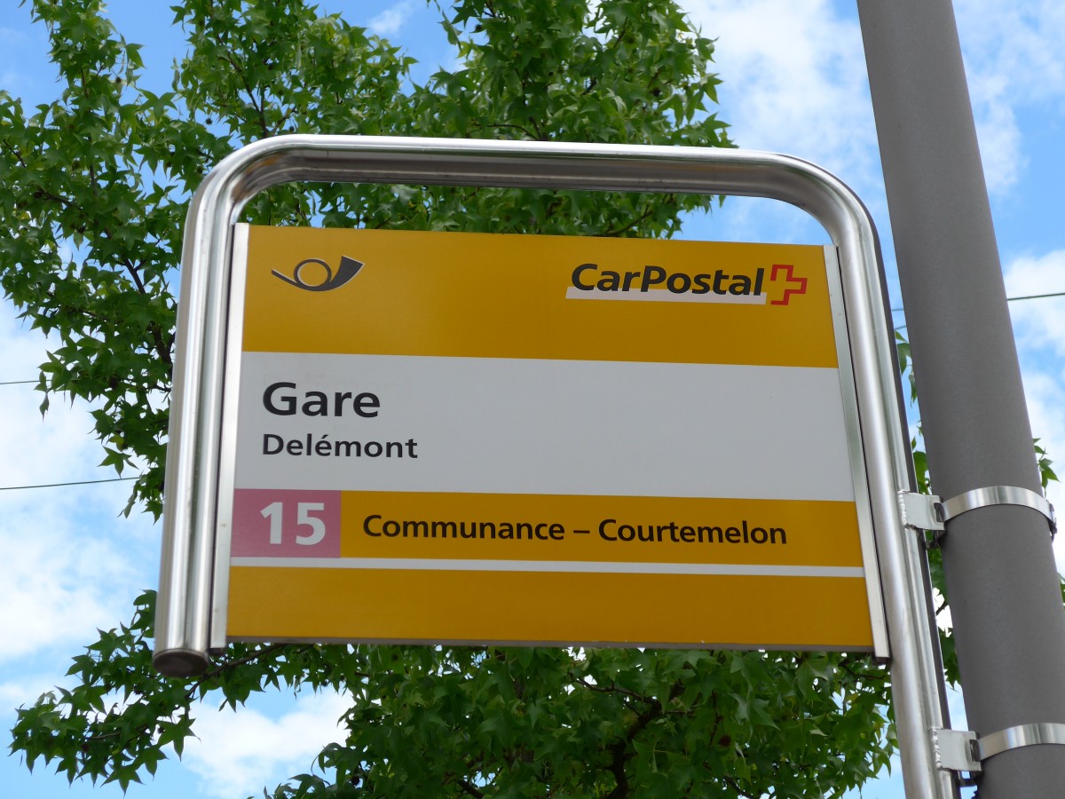 (151'053) - PostAuto-Haltestelle - Del�mont, Gare - am 29. Mai 2014