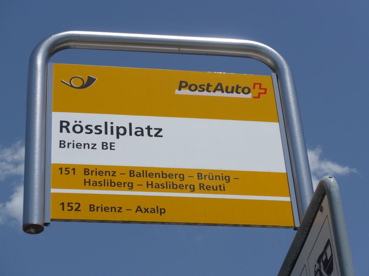 (151'383) - PostAuto-Haltestelle - Brienz BE, R�ssliplatz - am 8. Juni 2014