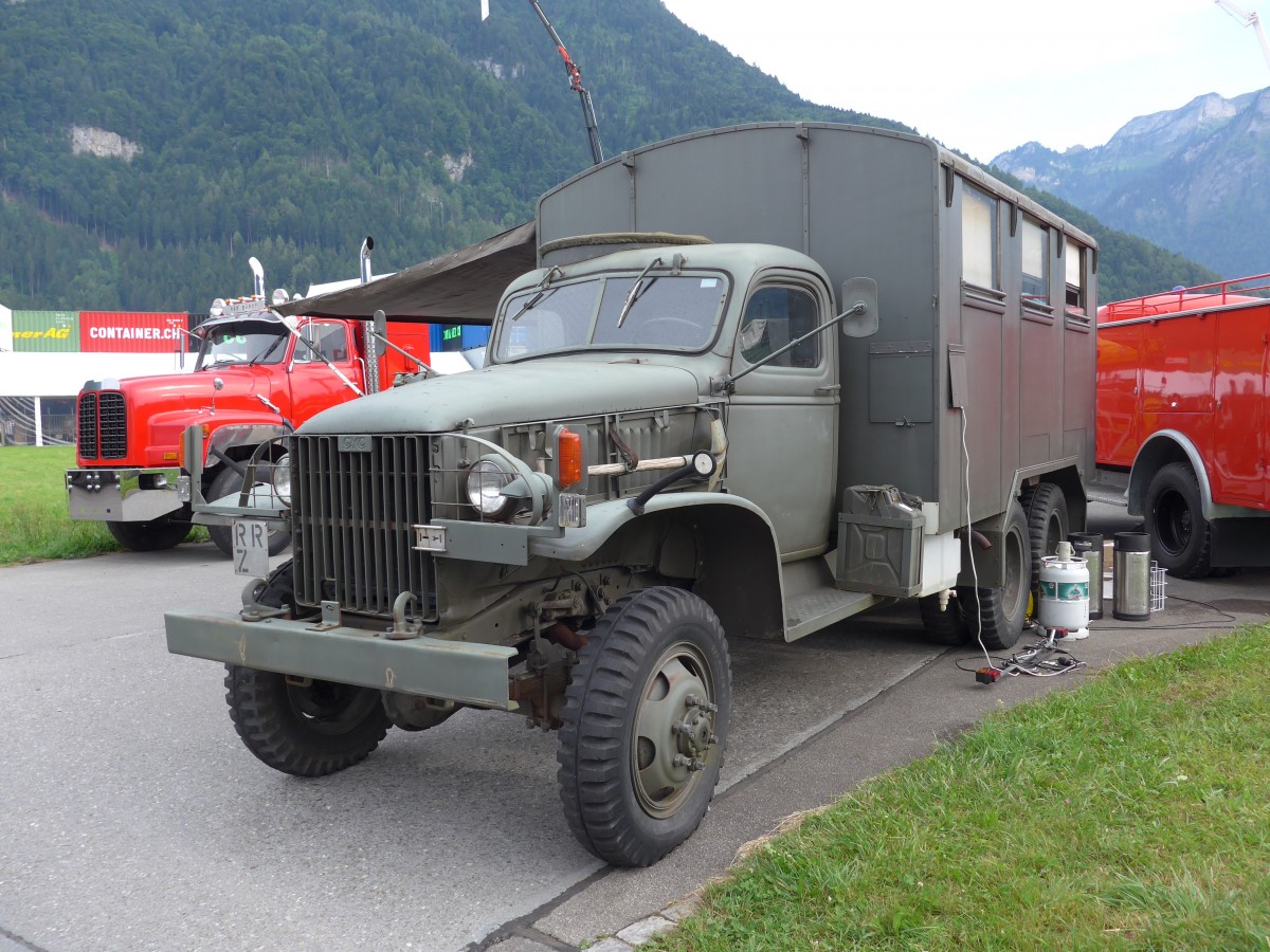 (151'912) - Ehemaliger Milit�rlastwagen - GMC am 28. Juni 2014 in Interlaken, Flugplatz