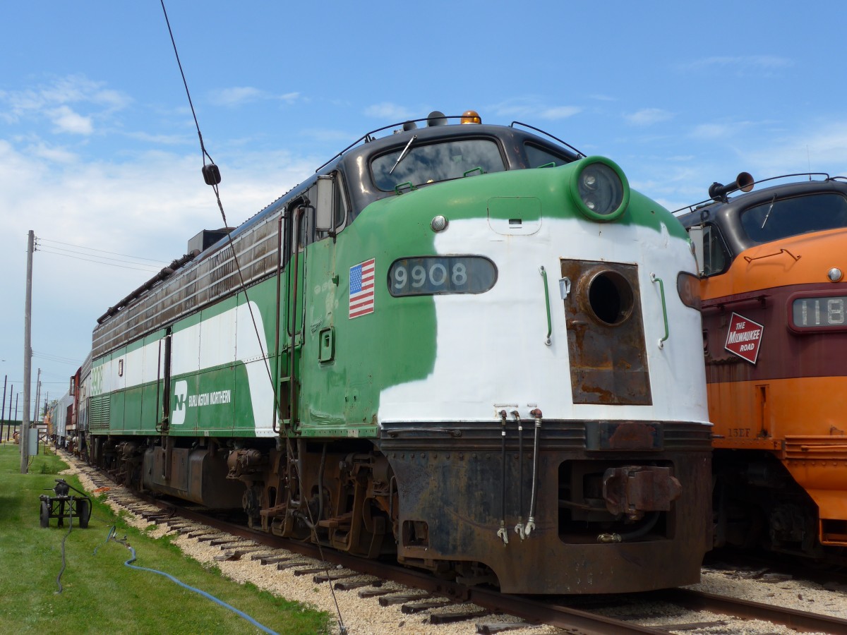 (152'582) - Burlington Northern - Nr. 9908 - am 11. Juli 2014 in Union, Railway Museum