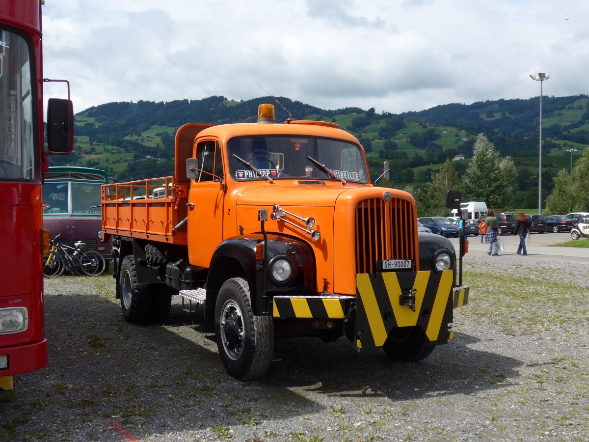(153'876) - Saurer - Nr. 2/SH 90'007 - am 16. August 2014 in Altst�tten, Allmendplatz