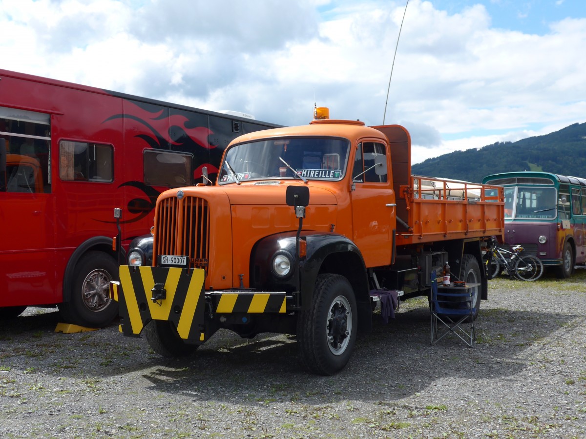 (153'877) - Saurer - Nr. 2/SH 90'007 - am 16. August 2014 in Altst�tten, Allmendplatz