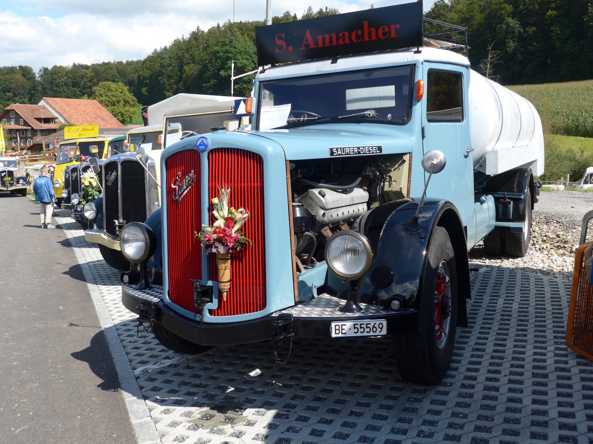 (154'604) - Amacher, Grossaffoltern - BE 55'569 - Saurer am 30. August 2014 in Oberkirch, CAMPUS Sursee