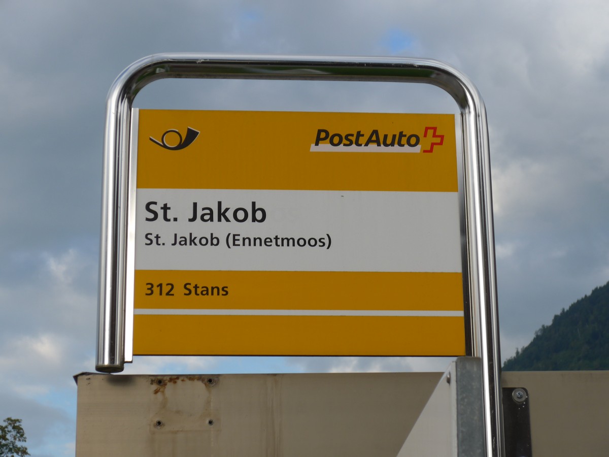 (154'660) - PostAuto-Haltestelle - St. Jakob (Ennetmoos), St. Jakob - am 30. August 2014