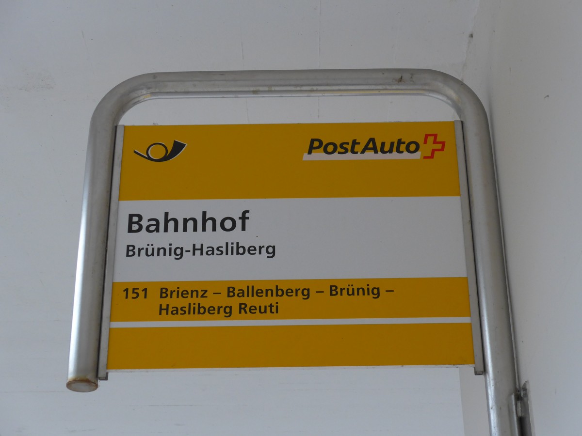 (154'674) - PostAuto-Haltestelle - Br�nig-Hasliberg, Bahnhof - am 30. August 2014
