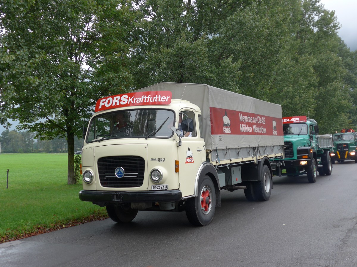 (155'008) - Meyerhans, Weinfelden - Nr. 10/TG 2627 U - Saurer am 13. September 2014 in Chur, Waffenplatz