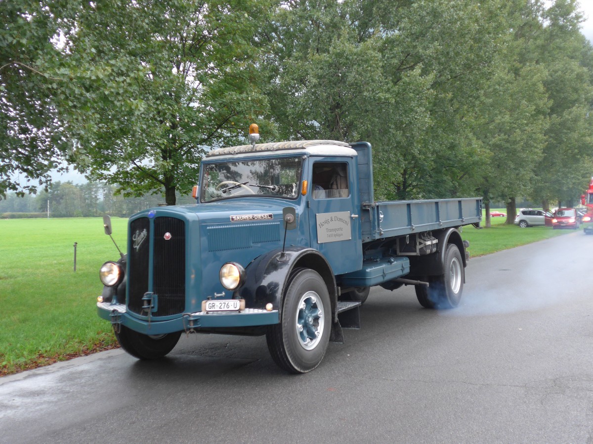 (155'015) - Hosig&Domeni, Spl�gen - GR 276 U - Saurer am 13. September 2014 in Chur, Waffenplatz