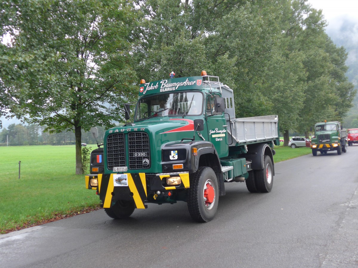 (155'058) - Baumgartner, Glarus - GL 80'111 U - Saurer am 13. September 2014 in Chur, Waffenplatz