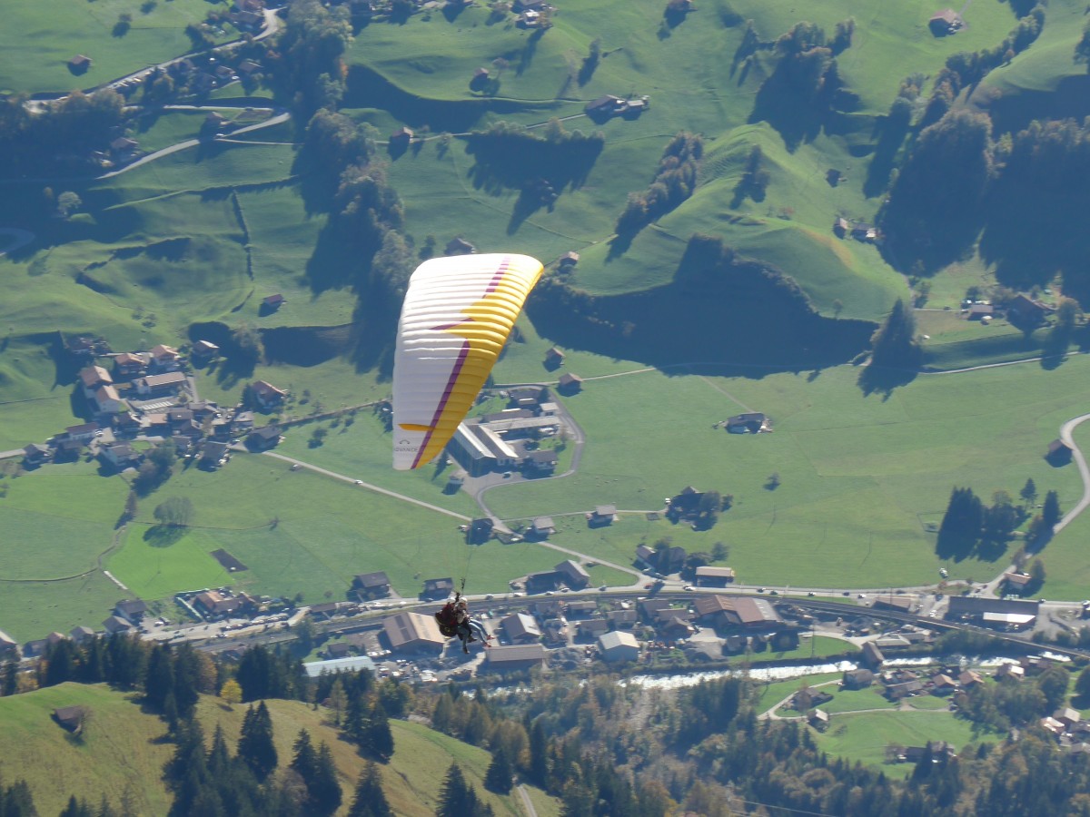 (155'804) - Gleitschirmflieger am 19. Oktober 2014 beim Niesen