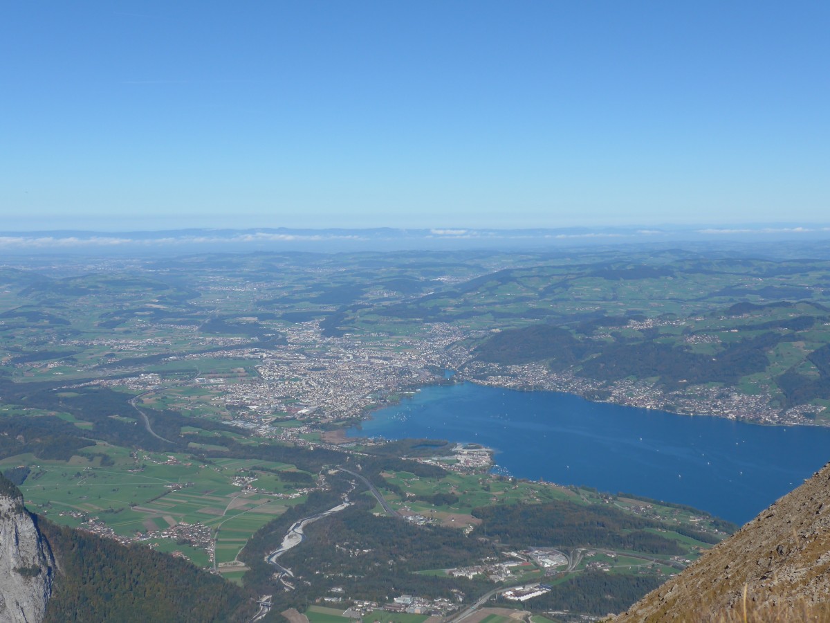 (155'833) - Aussicht vom Niesen auf Thun und den Thunersee am 19. Oktober 2014
