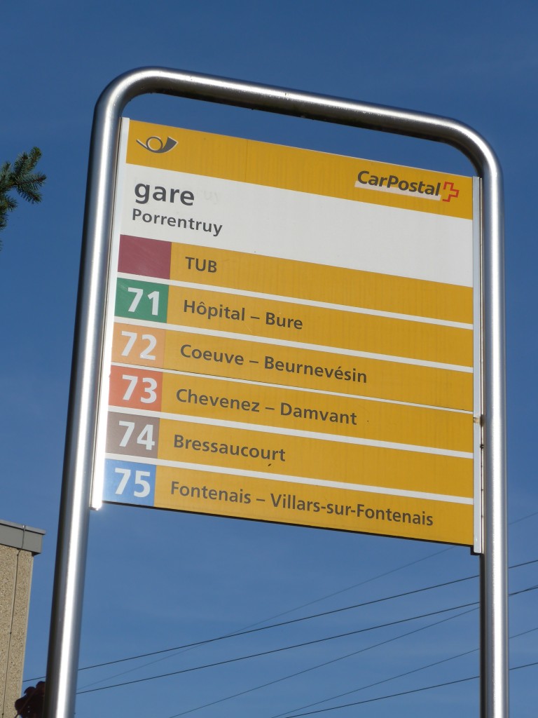 (157'483) - PostAuto-Haltestelle - Porrentruy, gare - am 23. November 2014