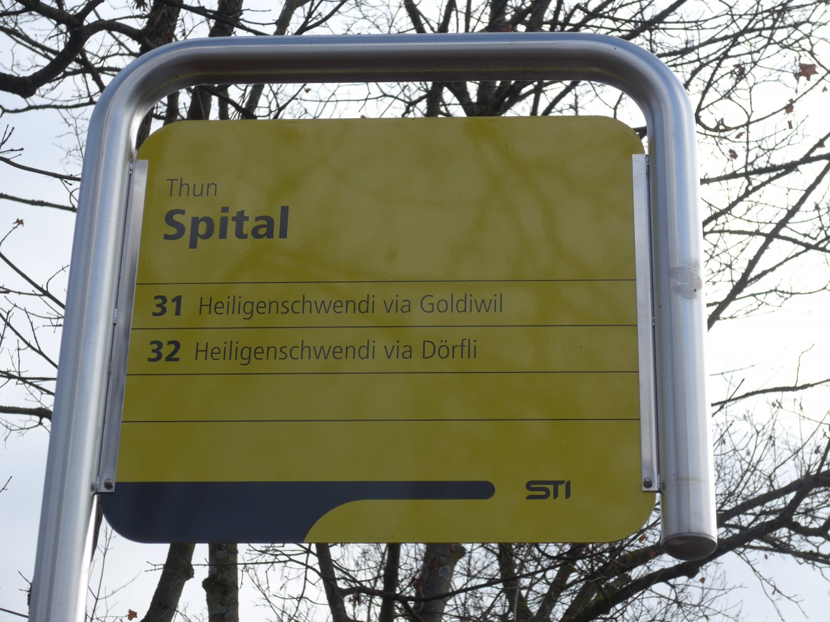 (157'820) - STI-Haltestelle - Thun, Spital - am 15. Dezember 2014