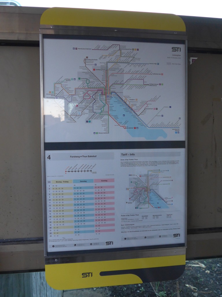 (157'857) - Fahrplaninfo  Forstweg  am 20. Dezember 2014 in Thun-Lerchenfeld