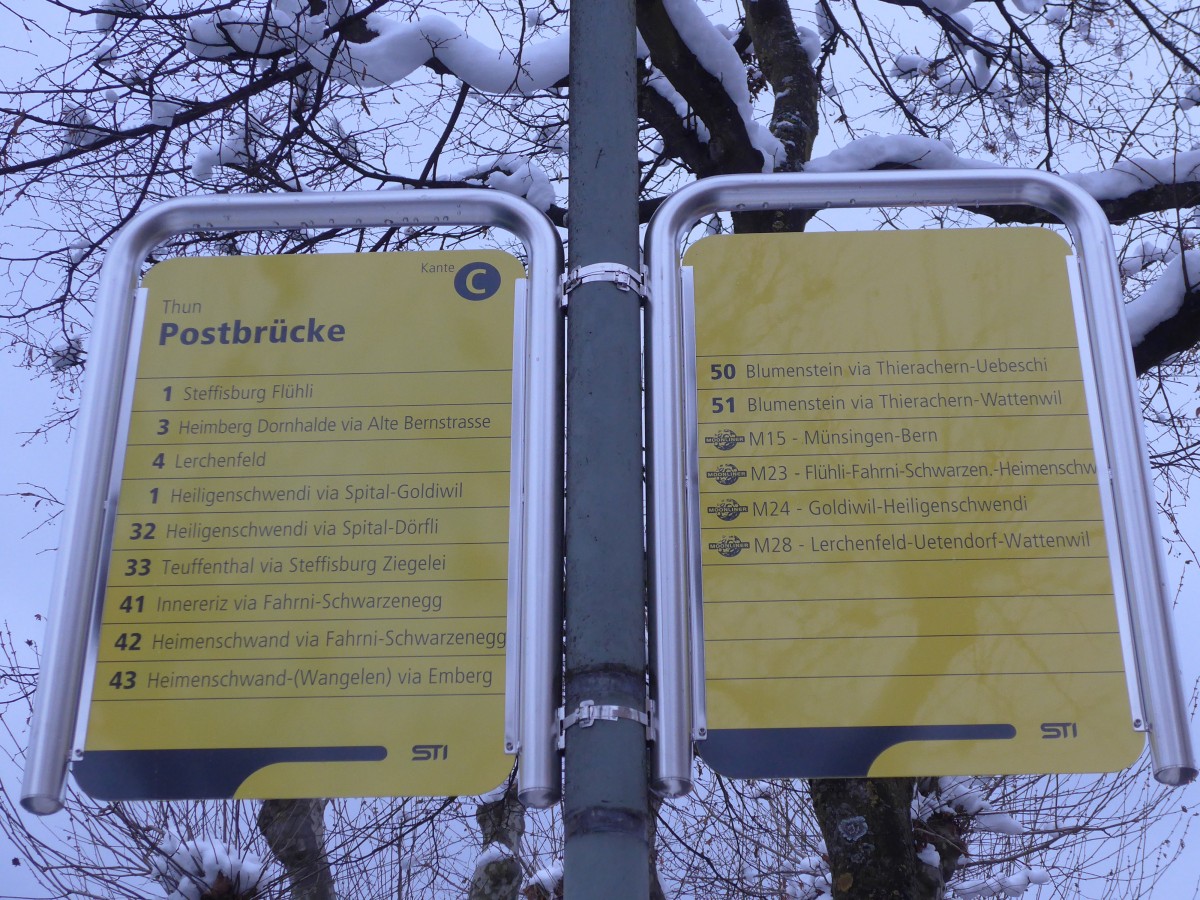 (158'043) - STI-Haltestelle - Thun, Postbr�cke - am 31. Dezember 2014