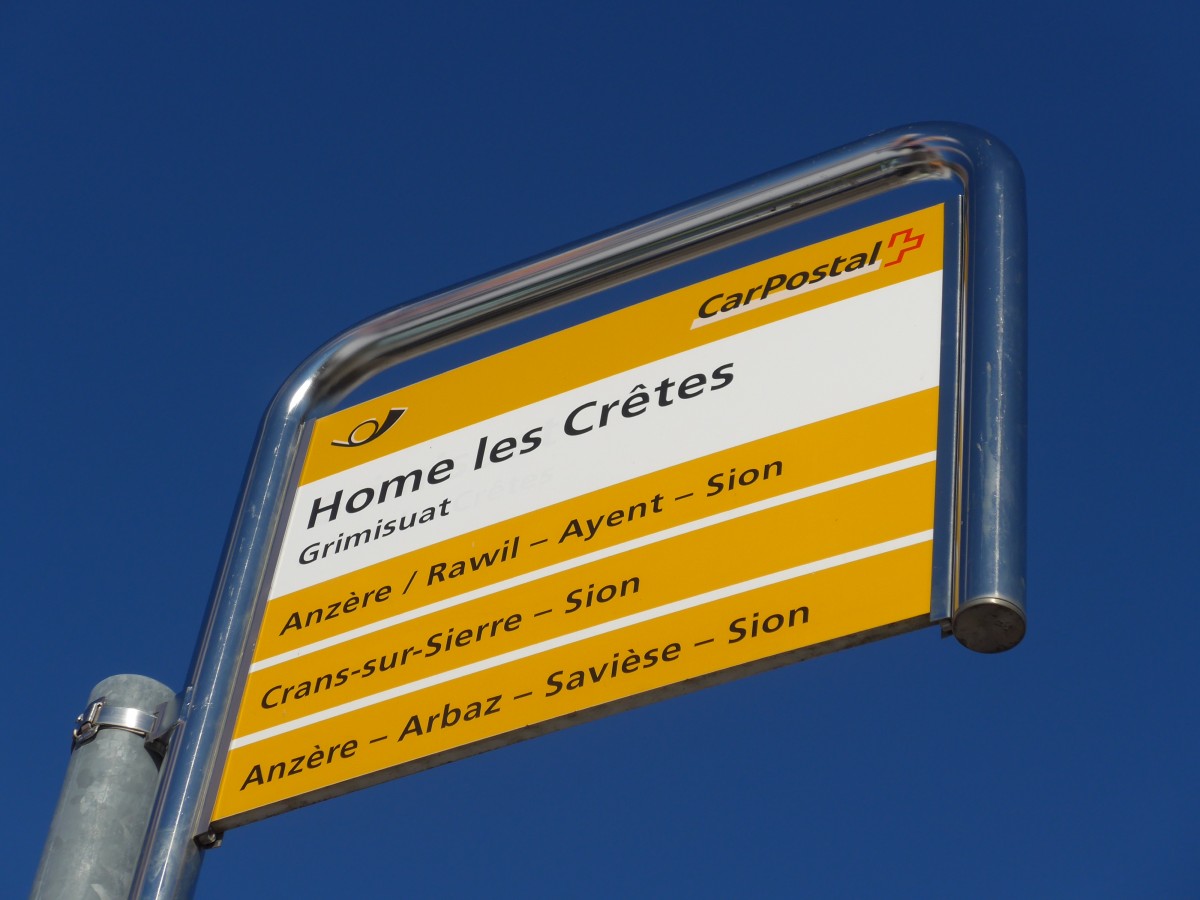 (158'056) - PostAuto-Haltestelle - Grimisuat, Home les Cr�tes - am 1. Januar 2015