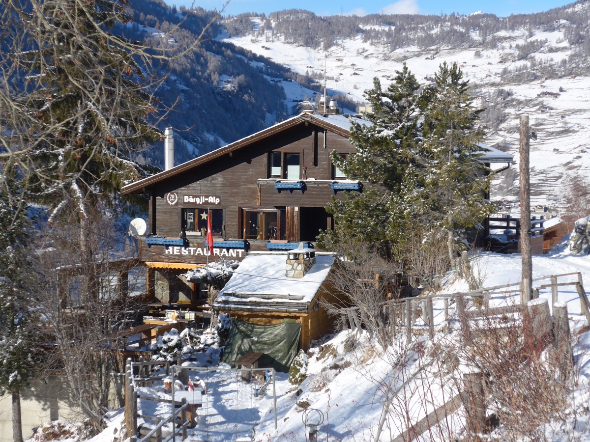 (158'434) - Das Restaurant B�rgji-Alp am 18. Januar 2015 bei Gr�chen