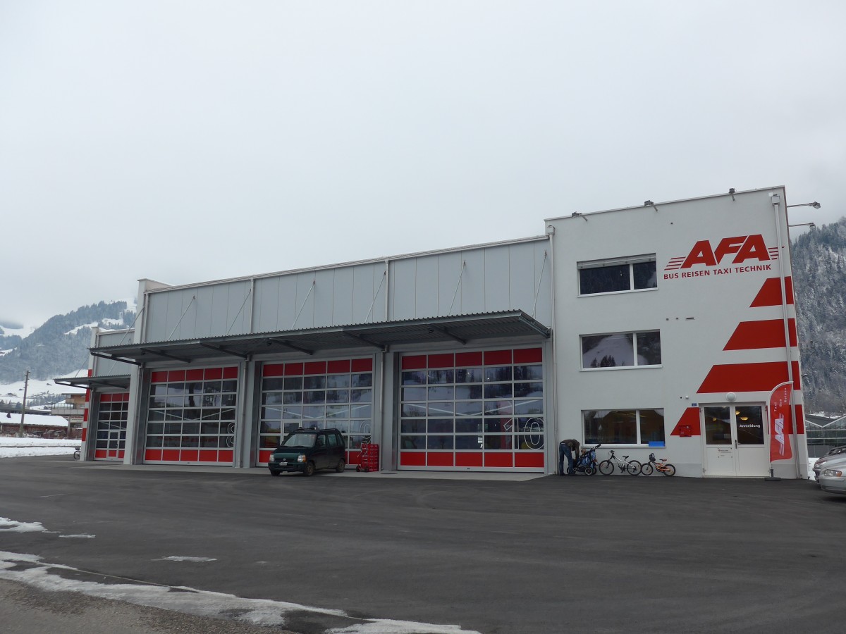 (158'475) - Neue Garage der Automobilverkehr Frutigen-Adelboden AG am 24. Januar 2015 in Frutigen