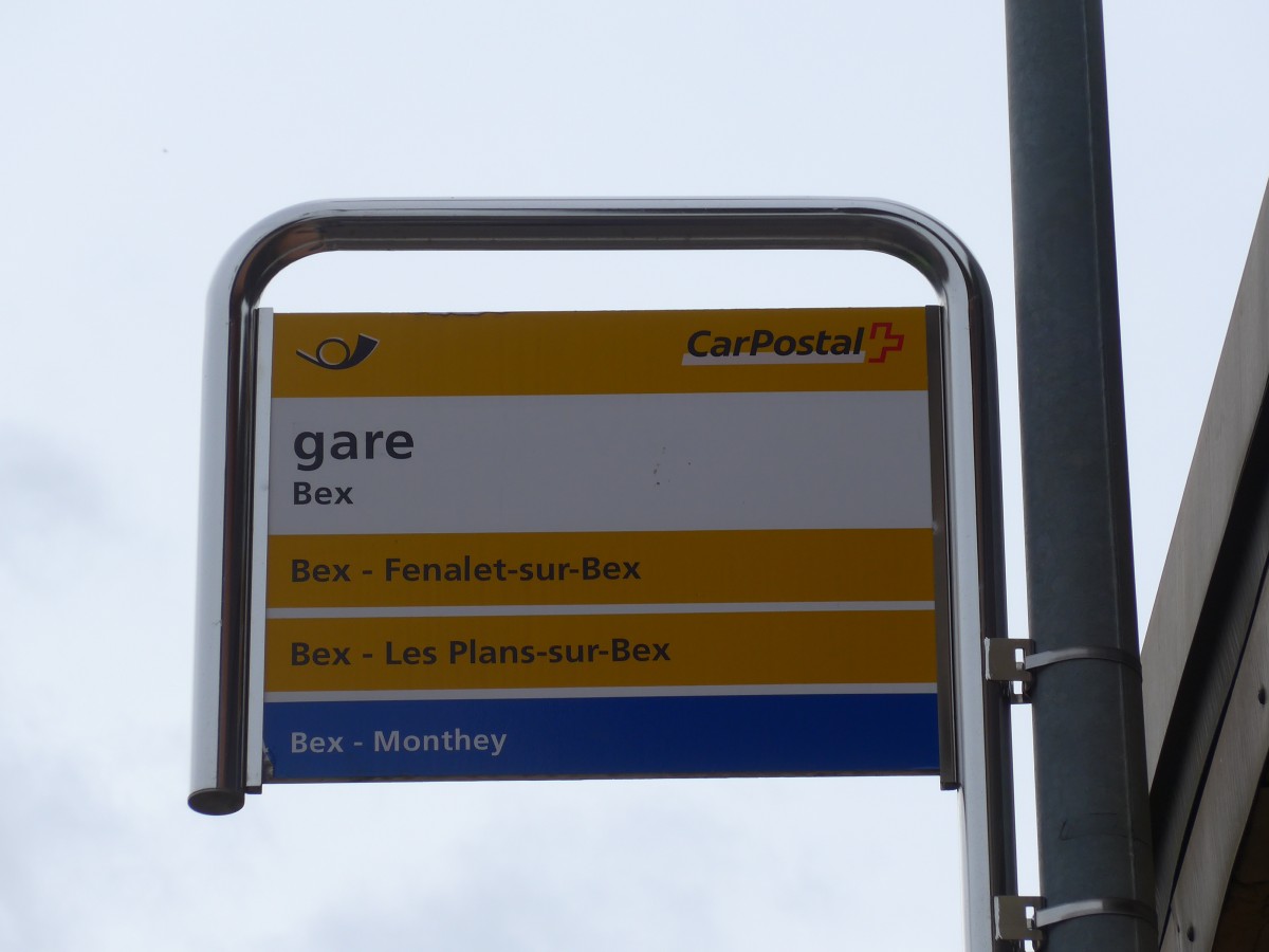 (158'755) - PostAuto-Haltestelle - Bex, gare - am 15. Februar 2015