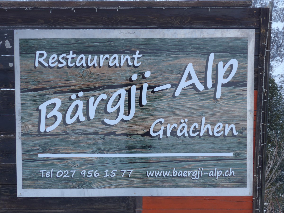 (158'789) - Werbung f�r das Restaurant B�rgji-Alp am 15. Februar 2015 bei Gr�chen