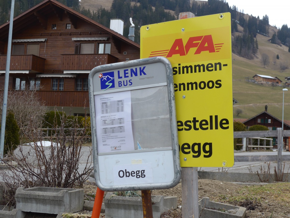 (159'188) - AFA-Haltestelle - Zweisimmen, Obegg - am 16. M�rz 2014