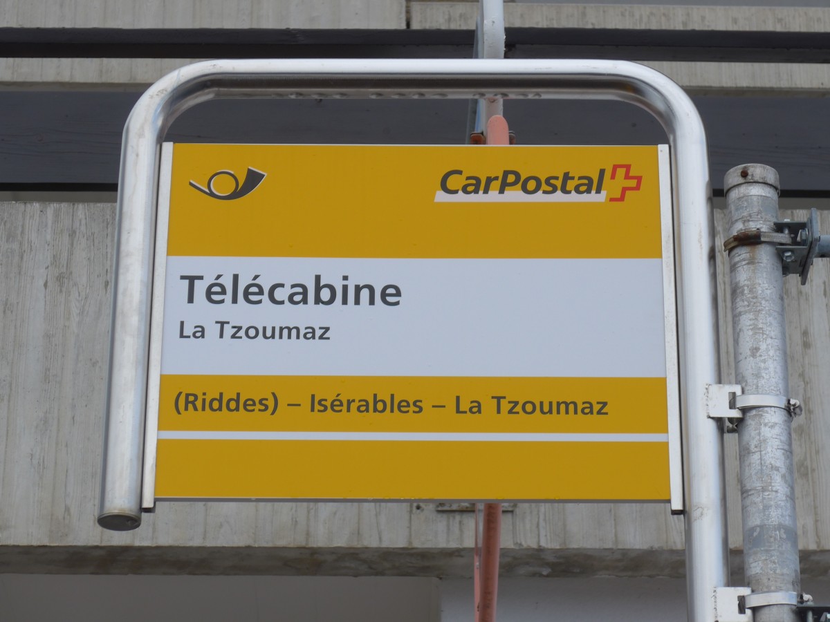 (159'628) - PostAuto-Haltestelle - La Tzoumaz, T�l�cabine - am 5. April 2015