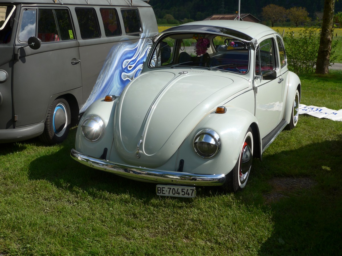 (160'239) - VW-K�fer - BE 704'547 - am 9. Mai 2015 in Brienz, Camping, Aaregg