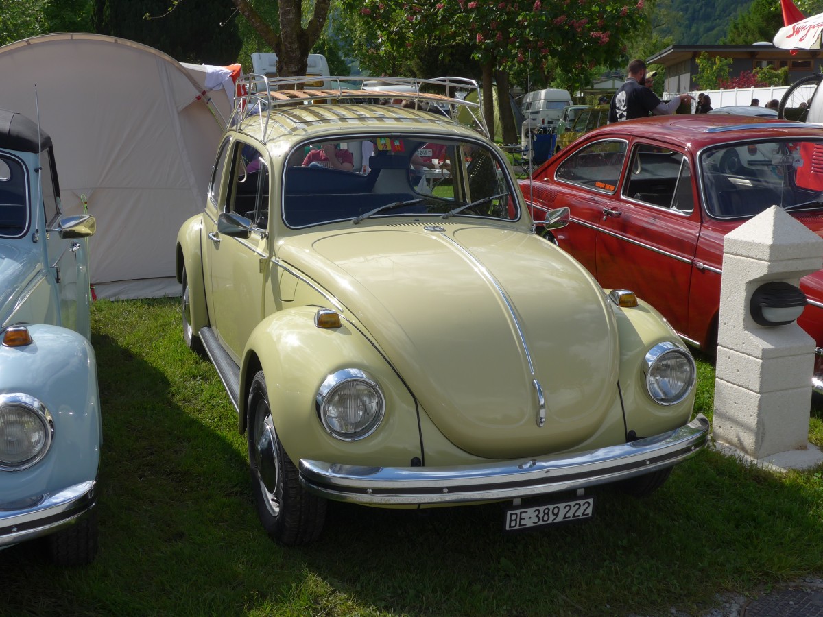 (160'310) - VW-K�fer - BE 389'222 - am 9. Mai 2015 in Brienz, Camping Aaregg