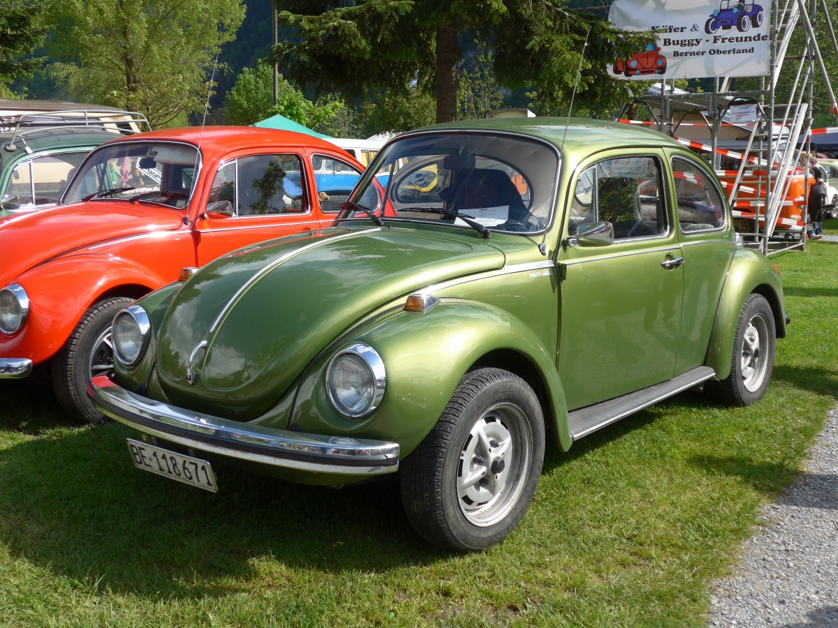 (160'313) - VW-K�fer - BE 118'671 - am 9. Mai 2015 in Brienz, Camping Aaregg