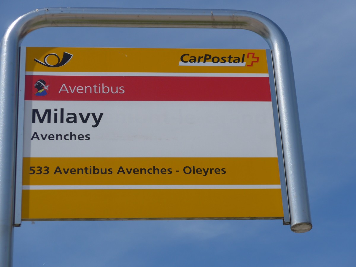 (161'267) - PostAuto-Haltestelle - Avenches, Milavy - am 28. Mai 2015