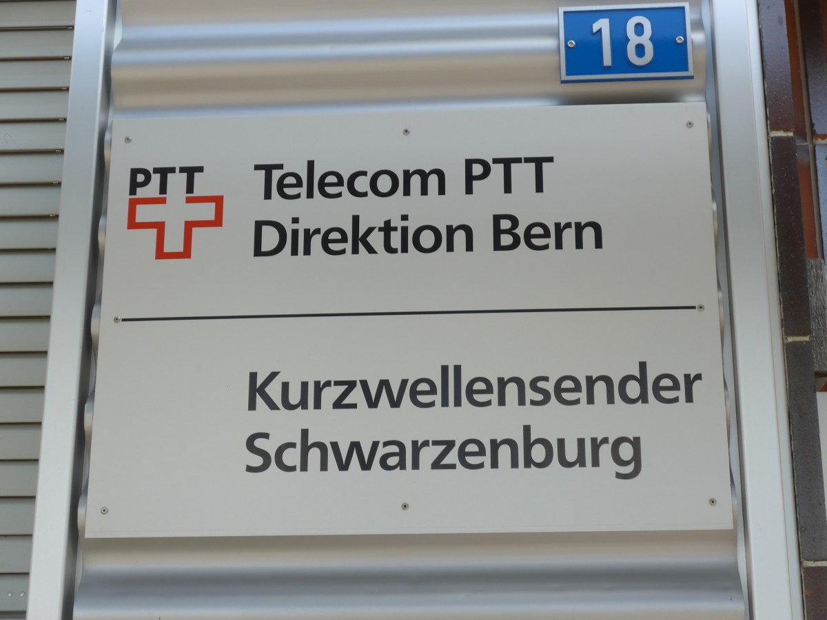 (161'483) - �ltere Tafel aus der PTT-Zeit f�r den Kurzwellensender Schwarzenburg am 30. Mai 2015 in Mamishaus