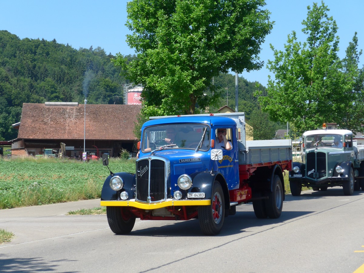 (161'862) - Bauberger - ZH 64'383 - Saurer am 6. Juni 2015 in Thayngen, Saurertreffen