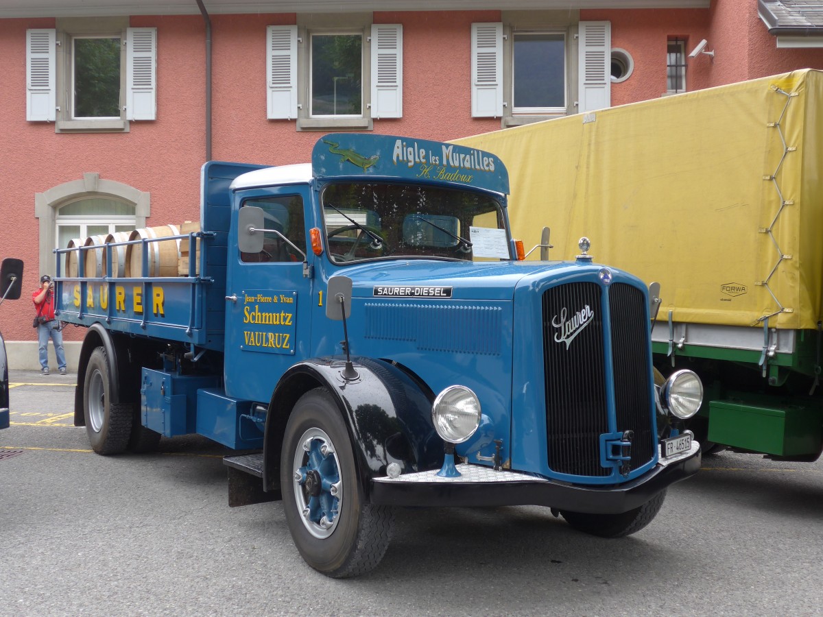 (162'234) - Schmutz, Vaulruz - Nr. 1/FR 46'515 - Saurer am 20. Juni 2015 in Aigle, Saurertreffen