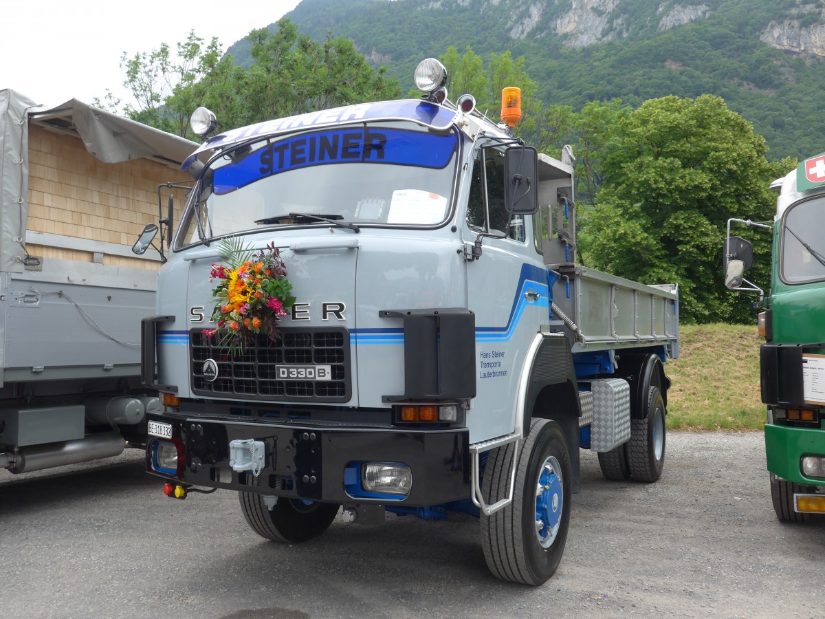 (162'255) - Steiner, Lauterbrunnen - BE 318'332 - Saurer am 20. Juni 2015 in Aigle, Saurertreffen