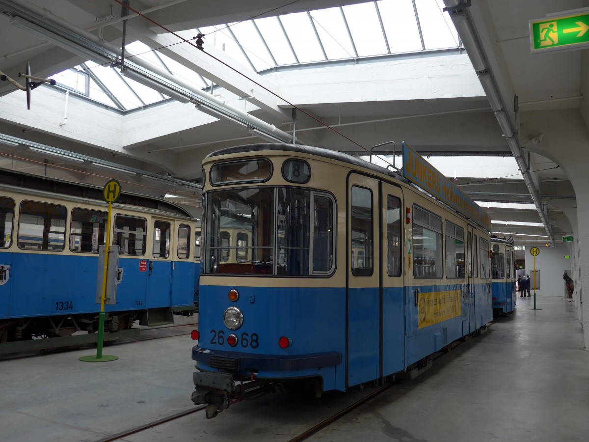 (162'821) - MVG-Tram - Nr. 2668 - am 28. Juni 2015 in M�nchen, MVG-Museum