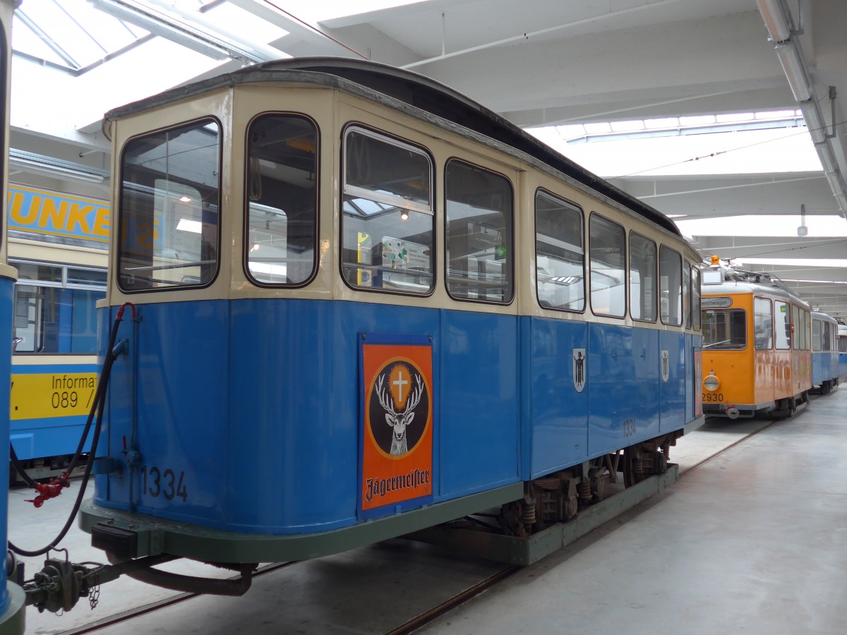(162'827) - MVG-Tram - Nr. 1334 - am 28. Juni 2015 in M�nchen, MVG-Museum
