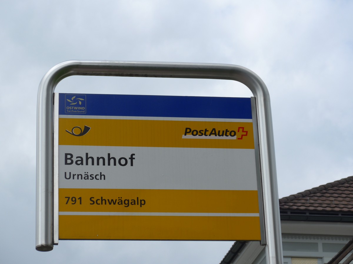 (163'211) - PostAuto-Haltestelle - Urn�sch, Bahnhof - am 2. August 2015