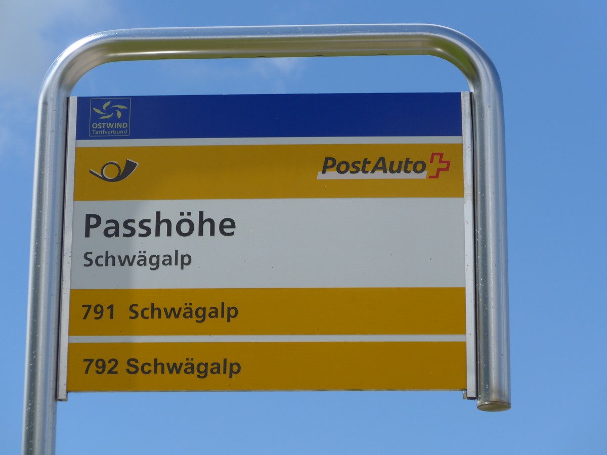 (163'259) - PostAuto-Haltestelle - Schw�galp, Passh�he - am 2. August 2015