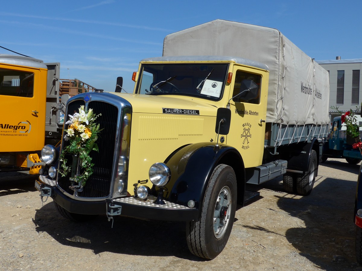 (163'965) - Werdm�hle, Altstetten - AG 10'545 U - Saurer am 29. August 2015 in Oberkirch, CAMPUS Sursee