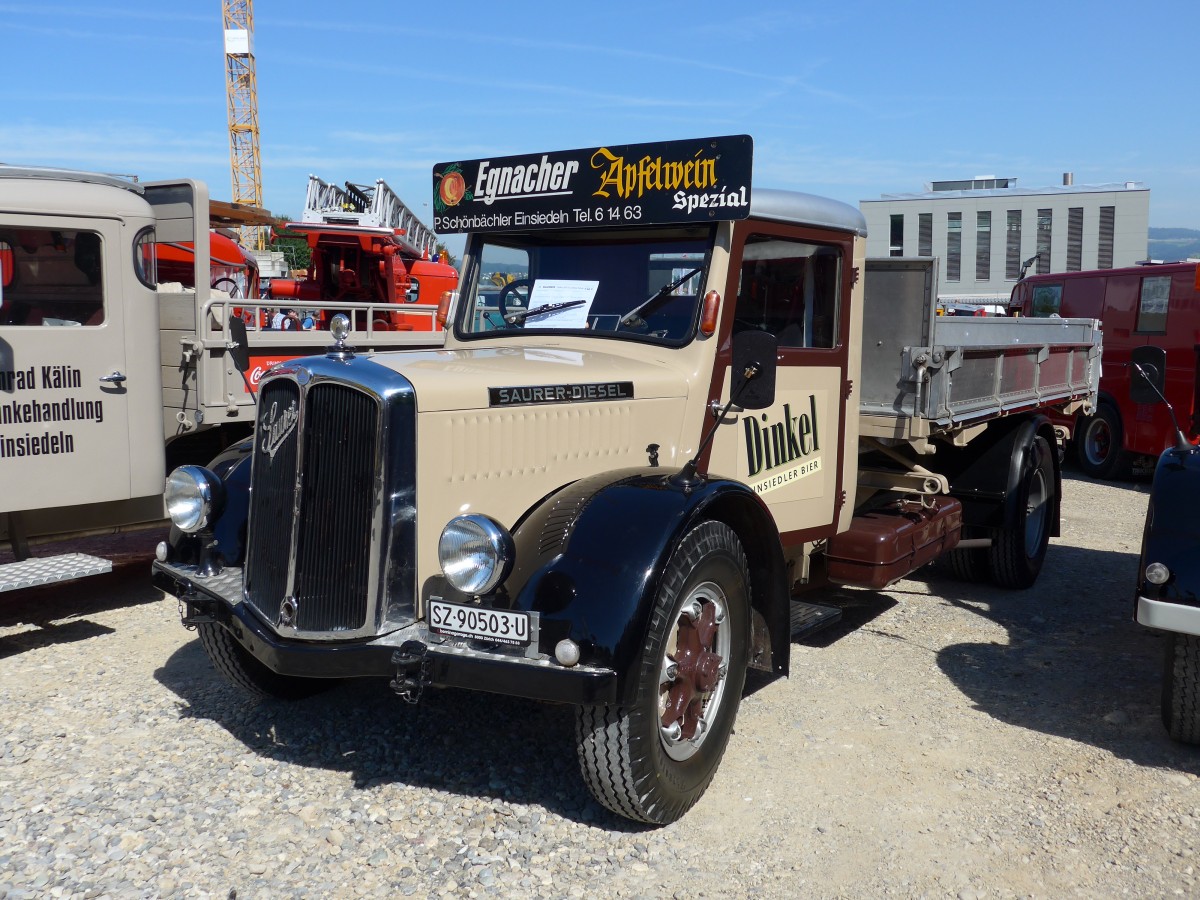 (163'980) - Sch�nb�chler, Einsiedeln - SZ 90'503 U - Saurer am 29. August 2015 in Oberkirch, CAMPUS Sursee