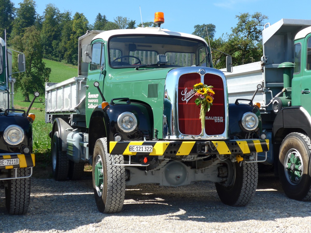 (164'032) - Sommer, Zollbr�ck - BE 121'322 - Saurer am 29. August 2015 in Oberkirch, CAMPUS Sursee