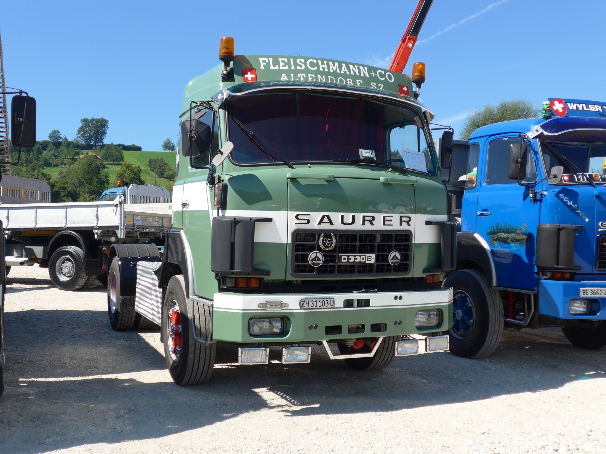 (164'080) - Fleischmann, Altendorf - ZH 31'103 U - Saurer am 29. August 2015 in Oberkirch, CAMPUS Sursee