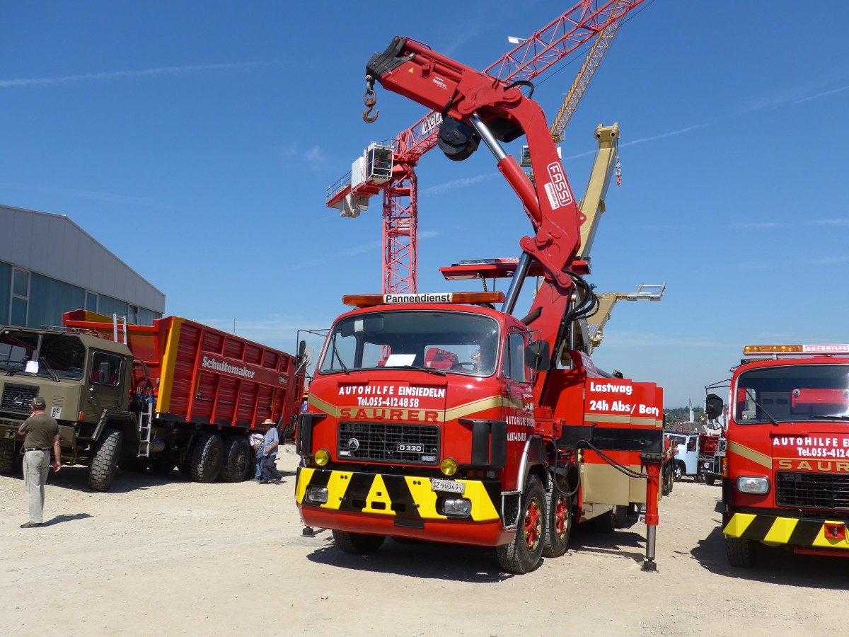 (164'100) - Autohilfe, Einsiedeln - SZ 90'349 U - Saurer am 29. August 2015 in Oberkirch, CAMPUS Sursee