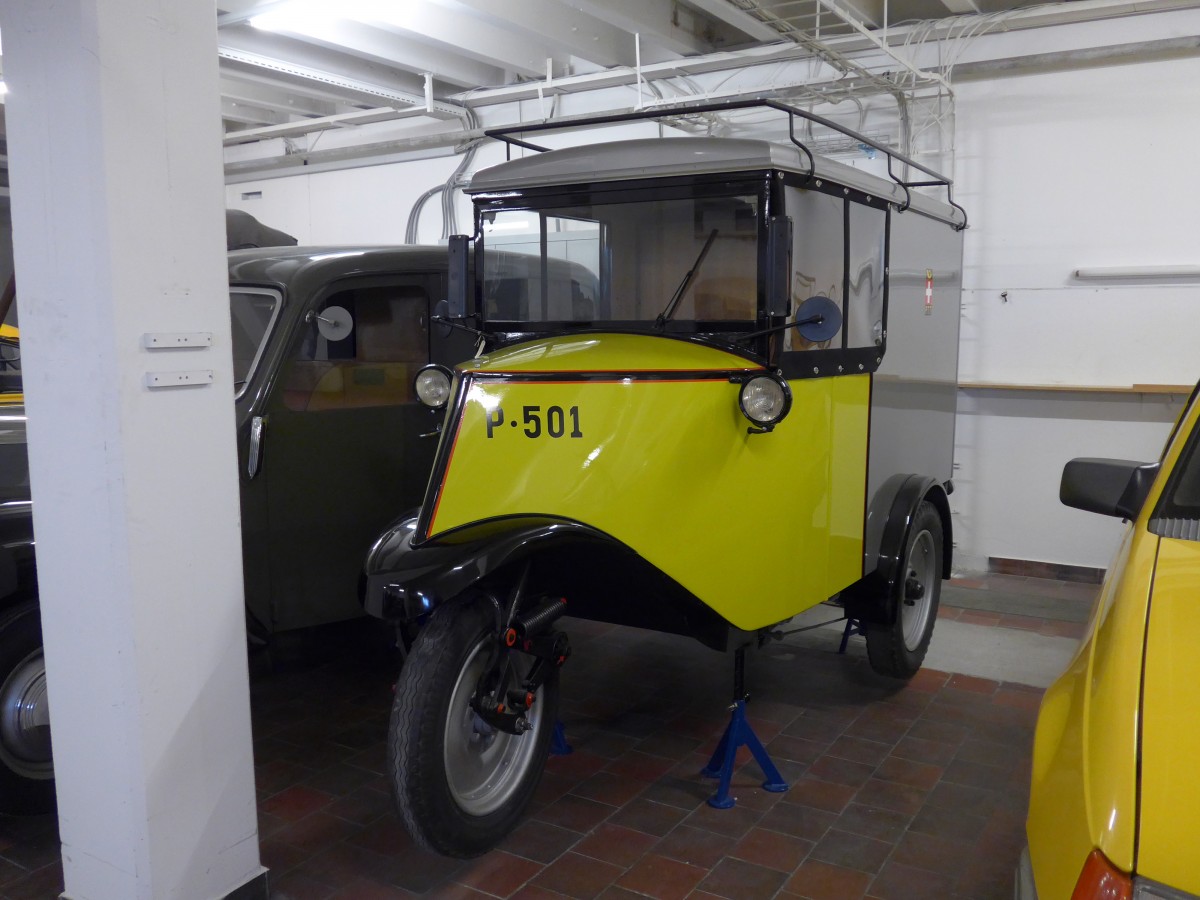 (164'646) - PTT-Regie - P 501 - Elektro-Dreirad am 13. September 2015 in Mamishaus, Depot MfK