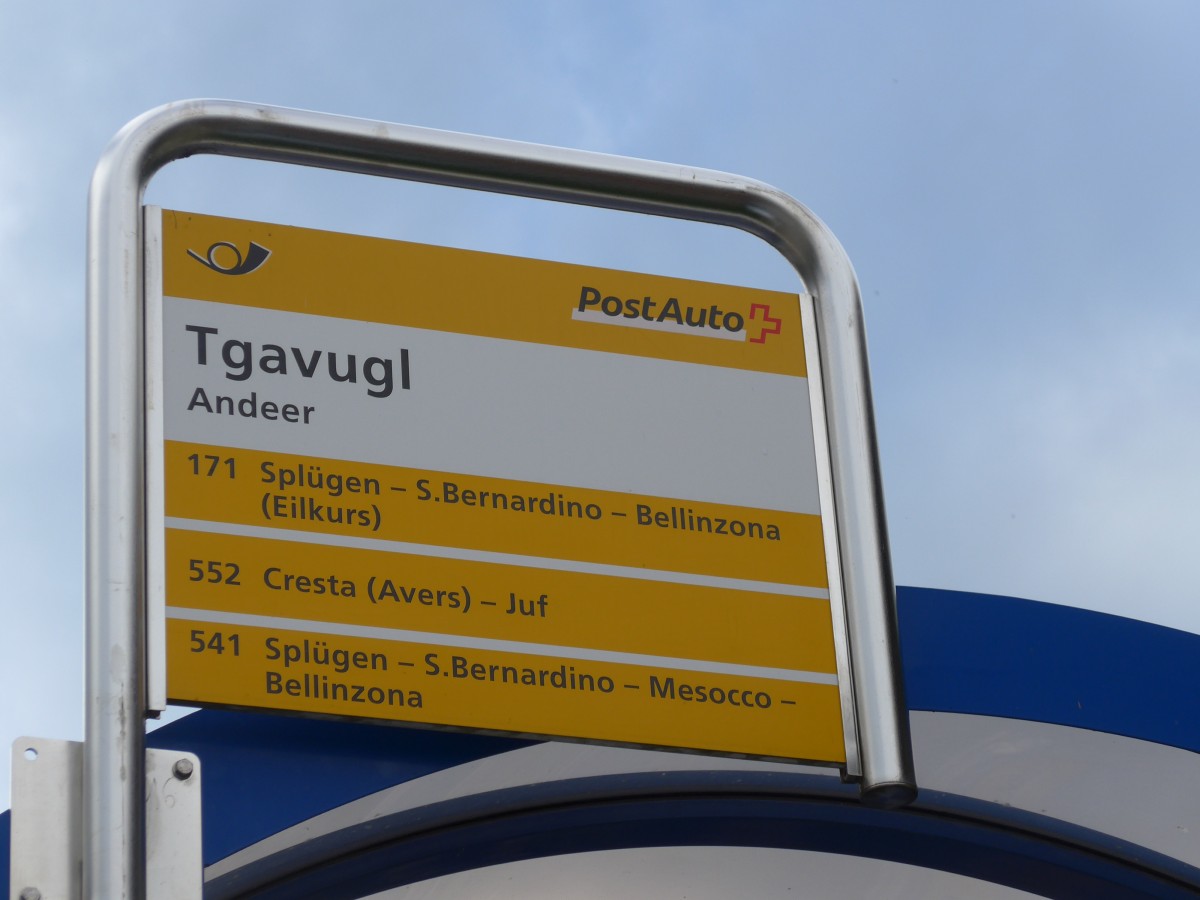 (165'239) - PostAuto-Haltestelle - Andeer, Tgavugl - am 19. September 2015