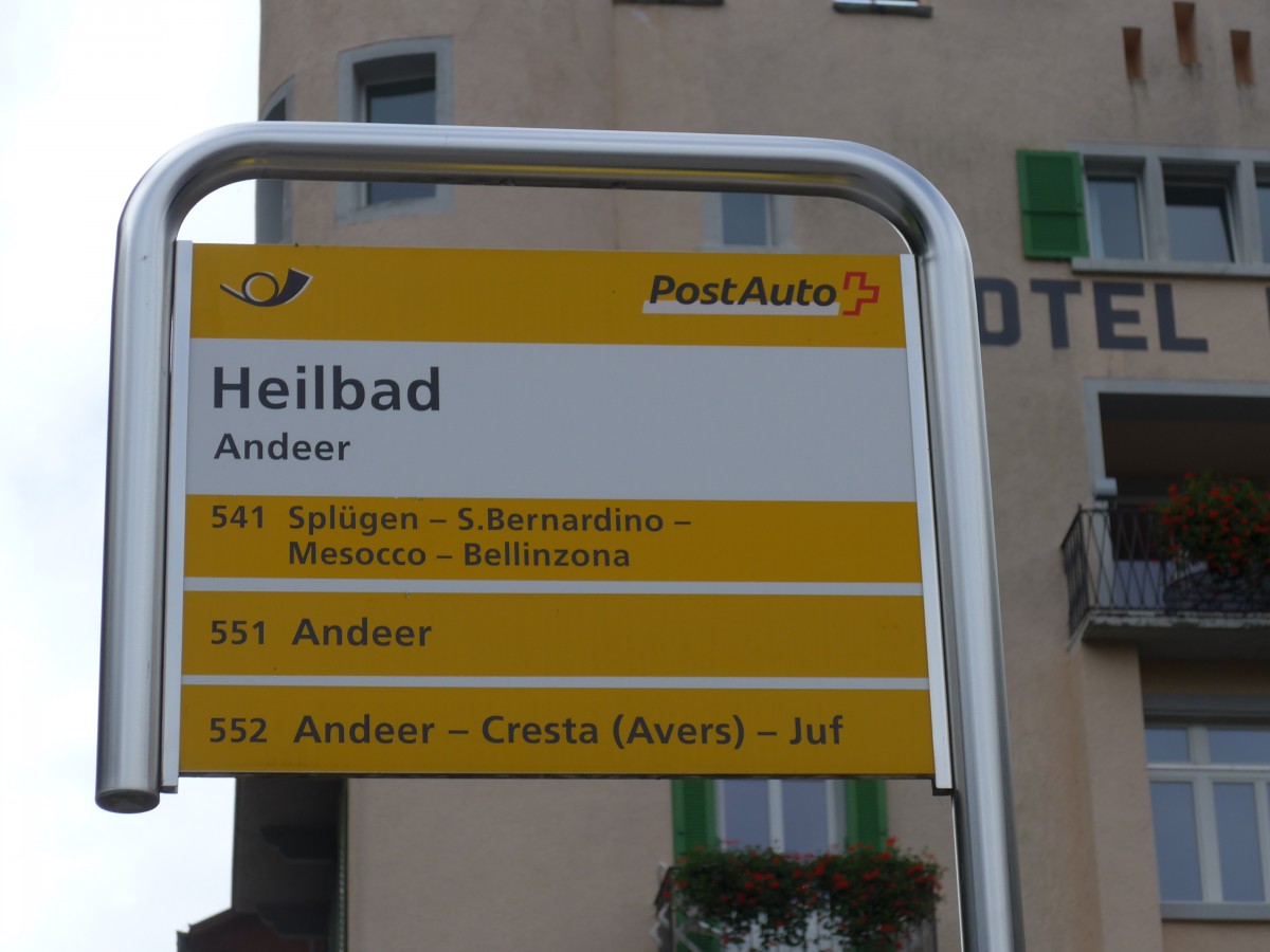(165'248) - PostAuto-Haltestelle - Andeer, Heilbad - am 19. September 2015