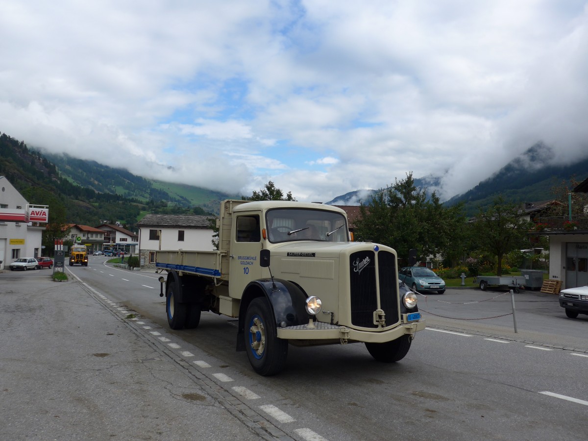 (165'277) - Bruggm�hle, Goldach - Nr. 10/TG 40'007 - Saurer am 19. September 2015 in Andeer, Tgavugl