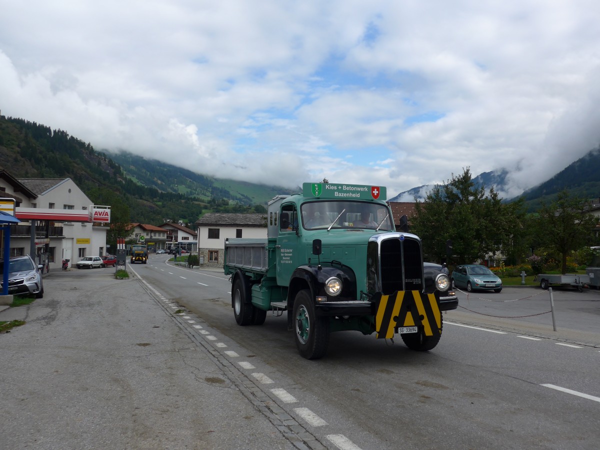 (165'299) - Scherrer, Bazenheid - SG 33'694 - Saurer am 19. September 2015 in Andeer, Tgavugl
