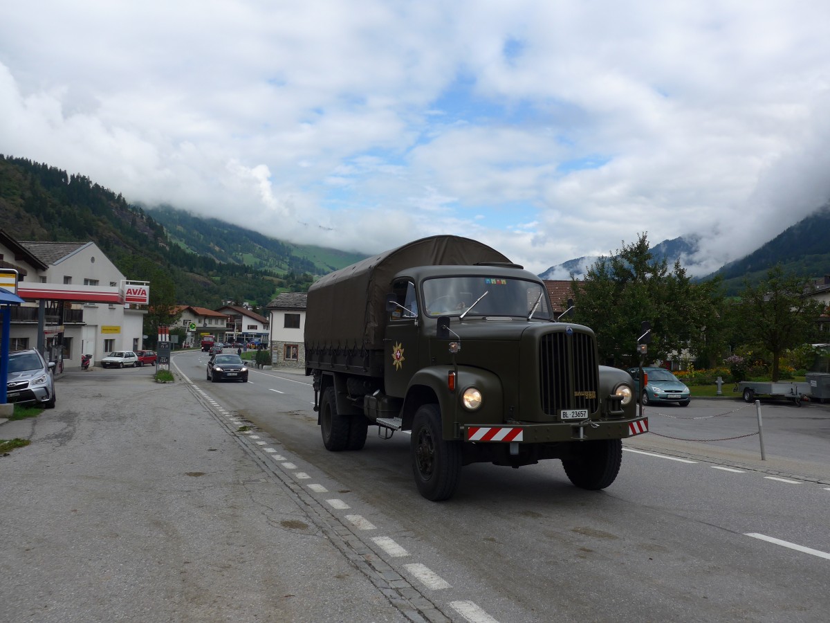 (165'303) - Saurer - BL 23'657 - am 19. September 2015 in Andeer, Tgavugl